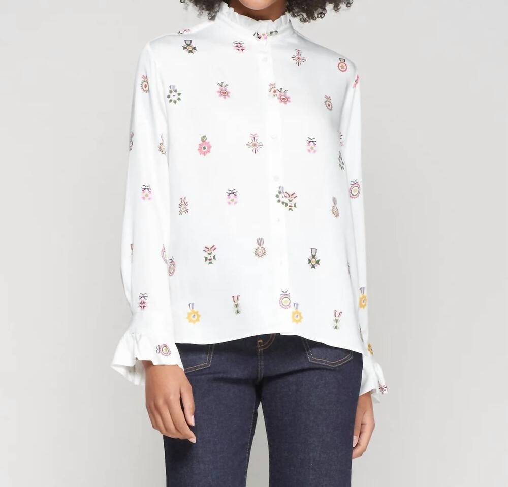 NEW VILAGALLO nicola escarapelas print shirt in white